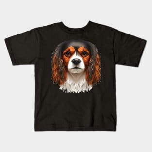 King Charles Cavalier Spaniel Pet Portrait Cut Out Kids T-Shirt